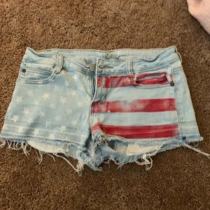 American Flag jean shorts